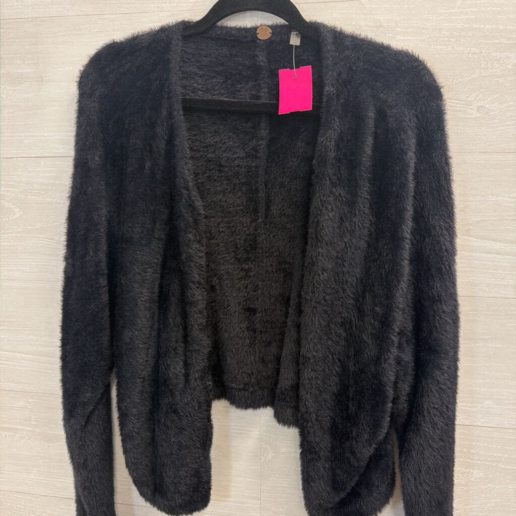 FP One Black Soft Fuzzy Cardigan Sweater Extra Large