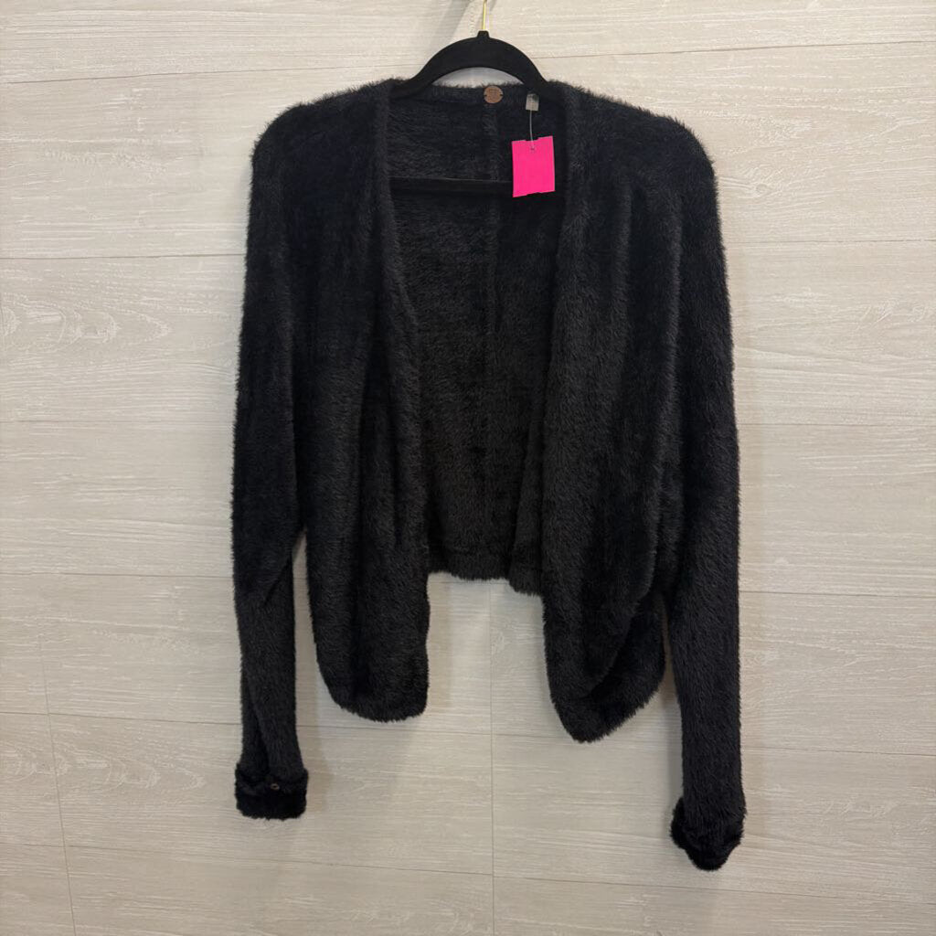 FP One Black Soft Fuzzy Cardigan Sweater Extra Large