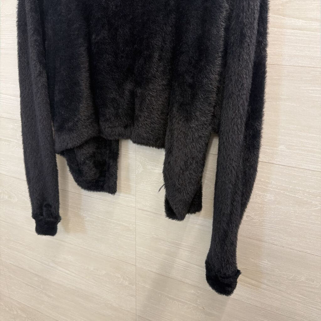 FP One Black Soft Fuzzy Cardigan Sweater Extra Large