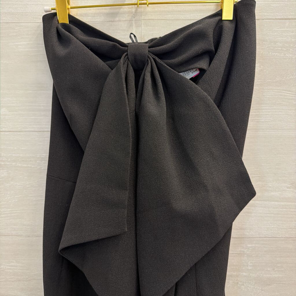 Dress The Population Black Bow Front Strapless Midi Dress Small