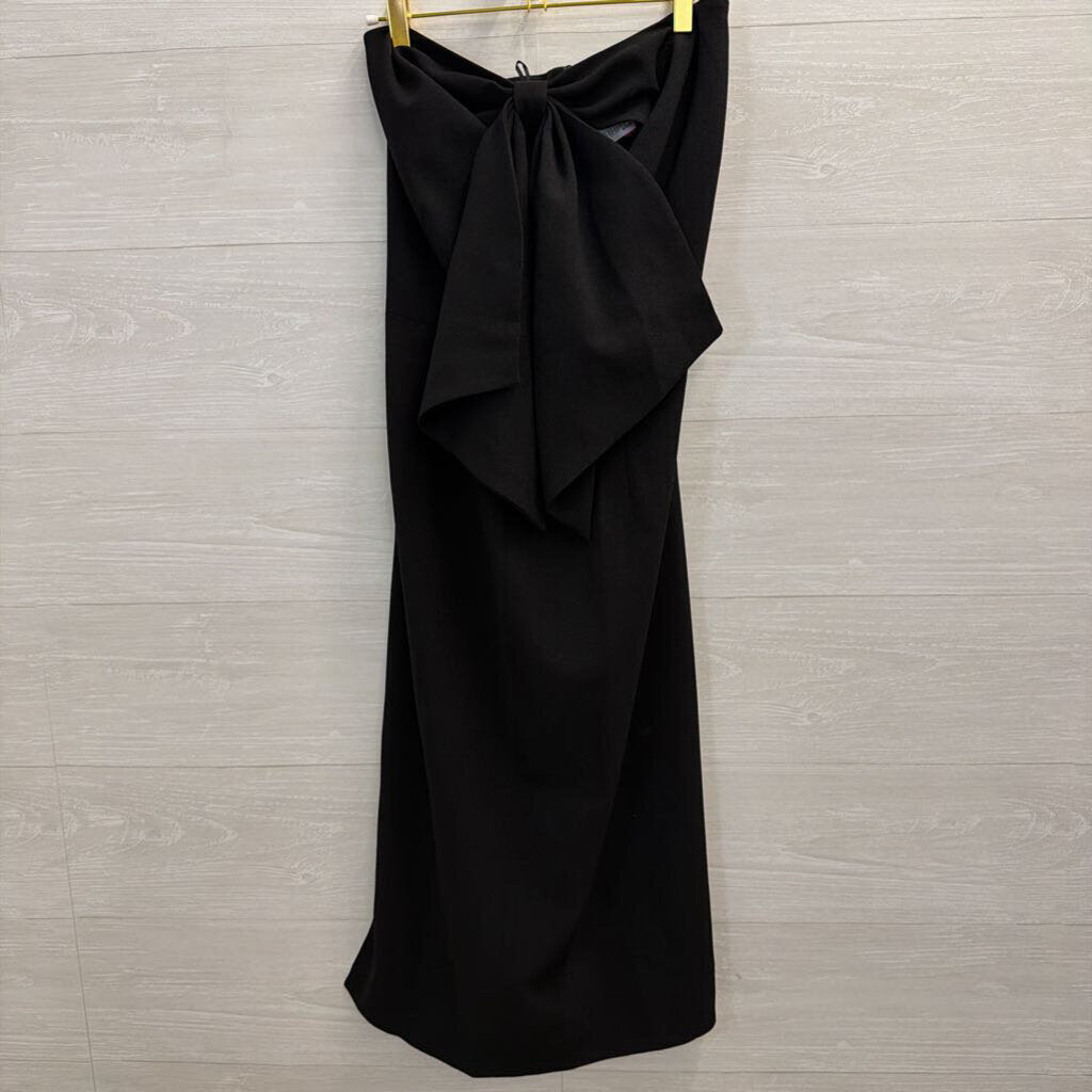 Dress The Population Black Bow Front Strapless Midi Dress Small