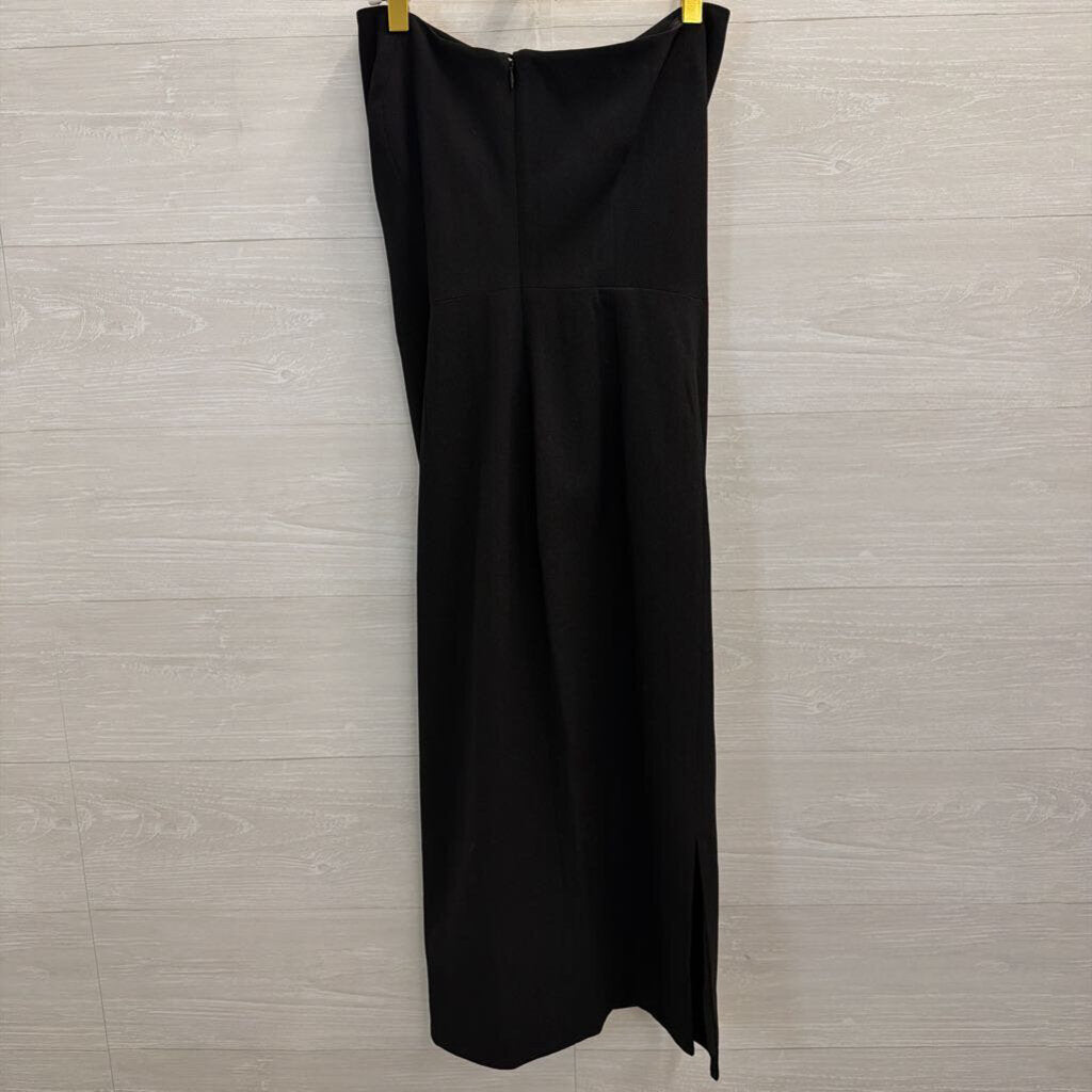 Dress The Population Black Bow Front Strapless Midi Dress Small