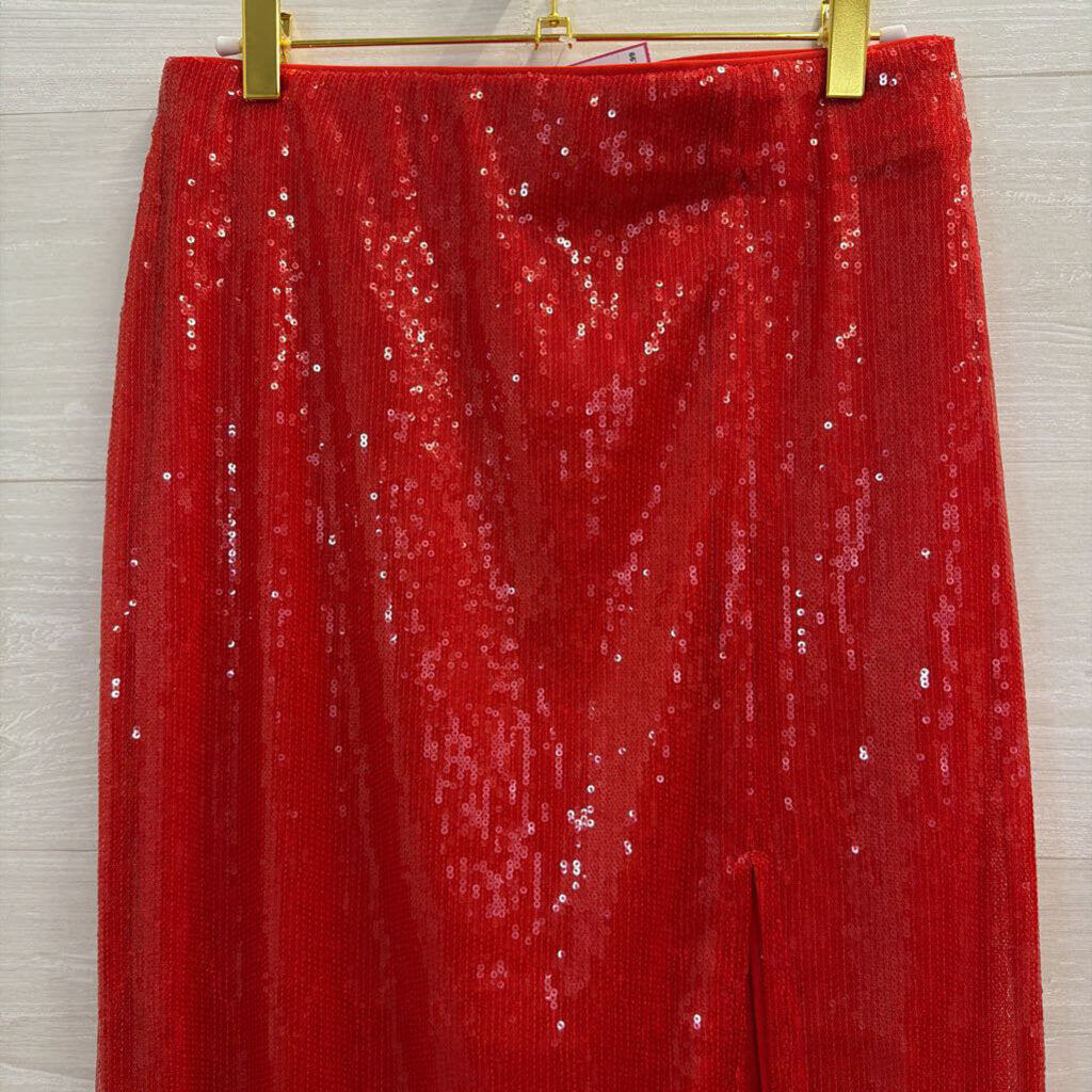 Red Sequin Maxi Skirt Small