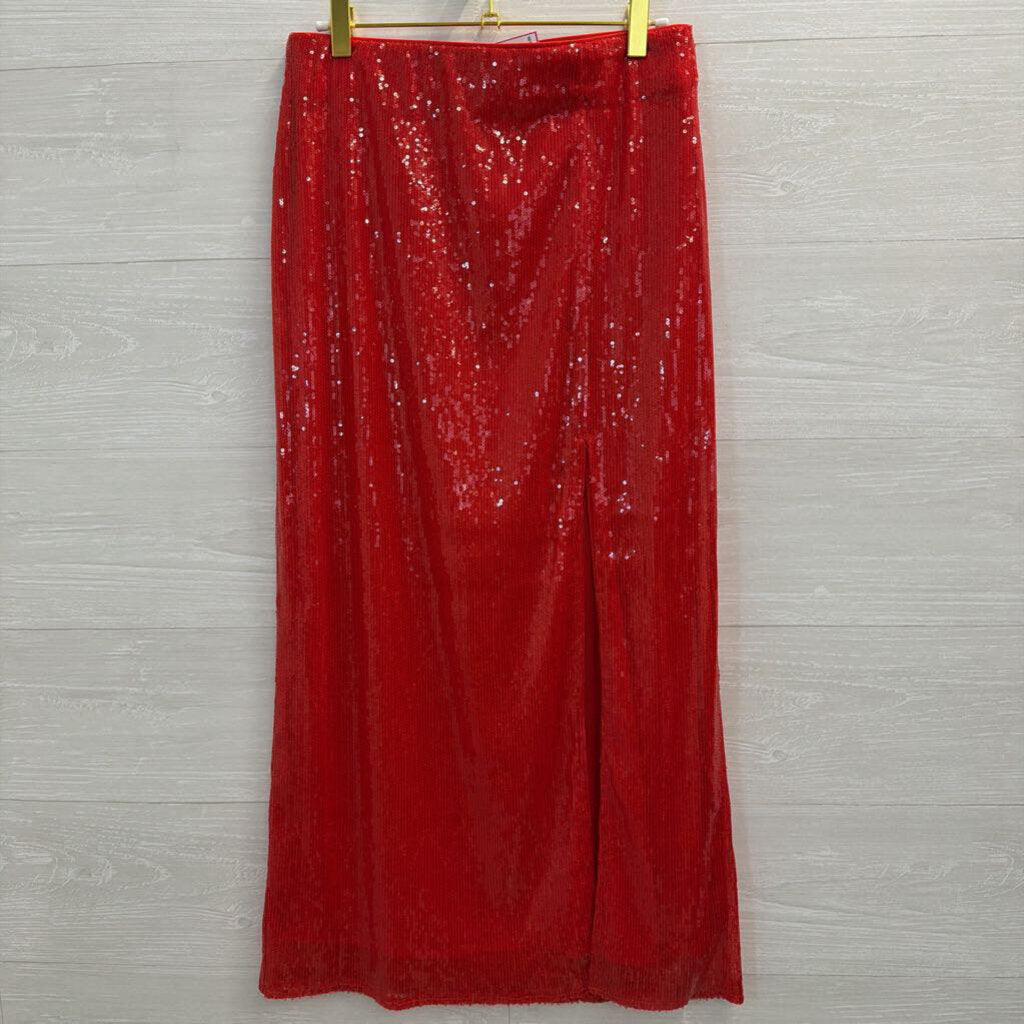 Red Sequin Maxi Skirt Small