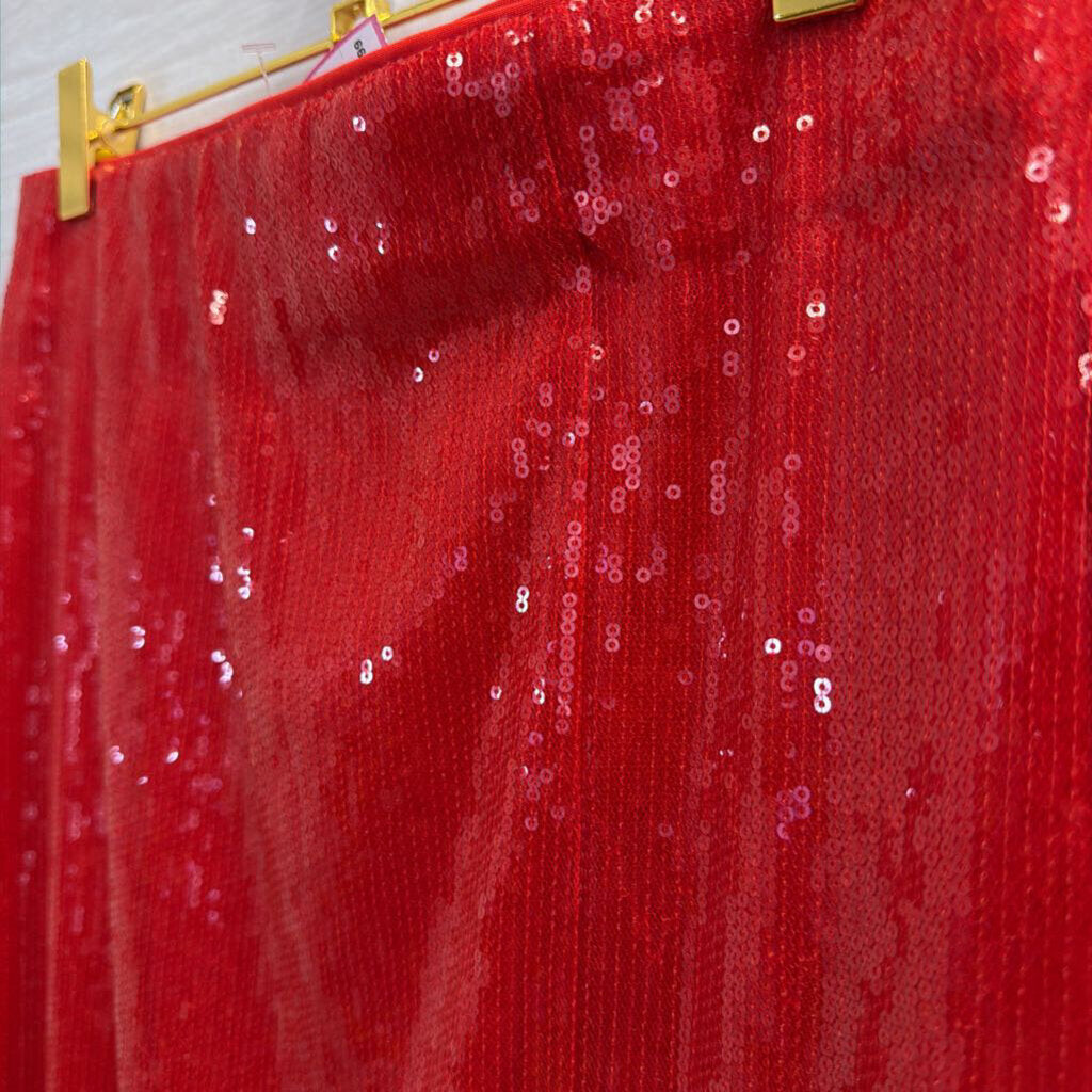 Red Sequin Maxi Skirt Small