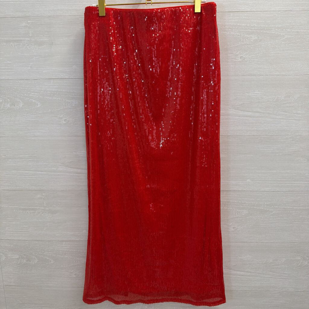 Red Sequin Maxi Skirt Small