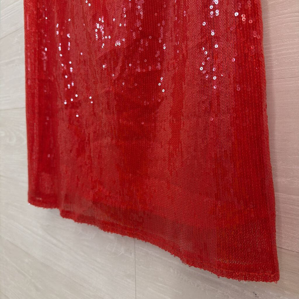 Red Sequin Maxi Skirt Small