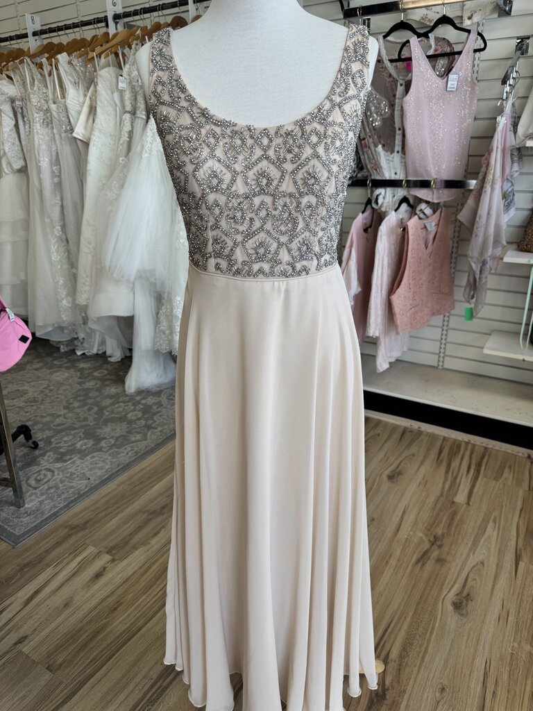 Aidan Mattox Gold Beaded Cape Top Long Formal Dress 2