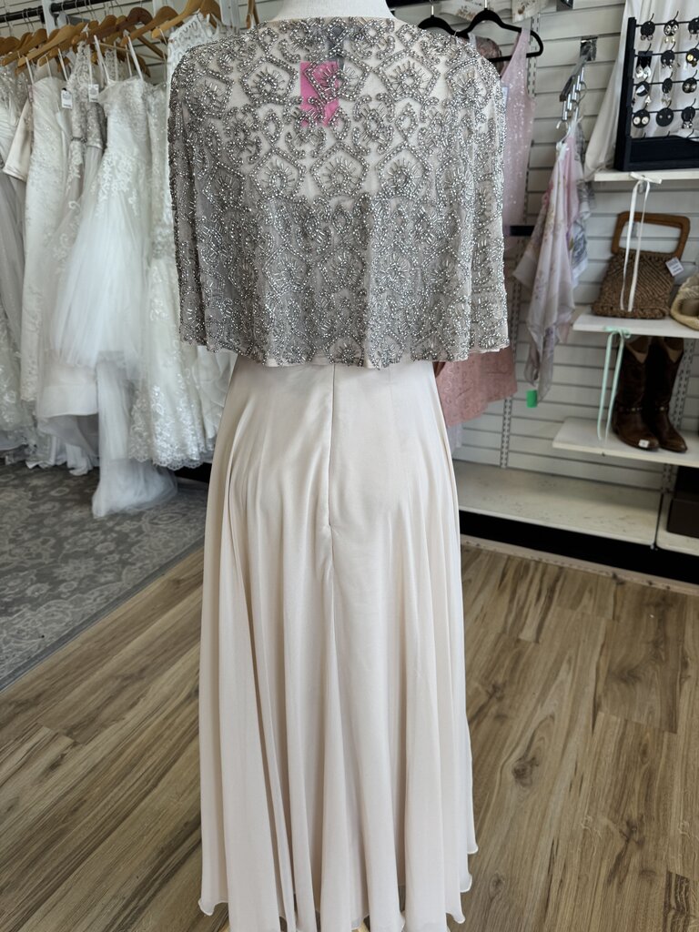 Aidan Mattox Gold Beaded Cape Top Long Formal Dress 2