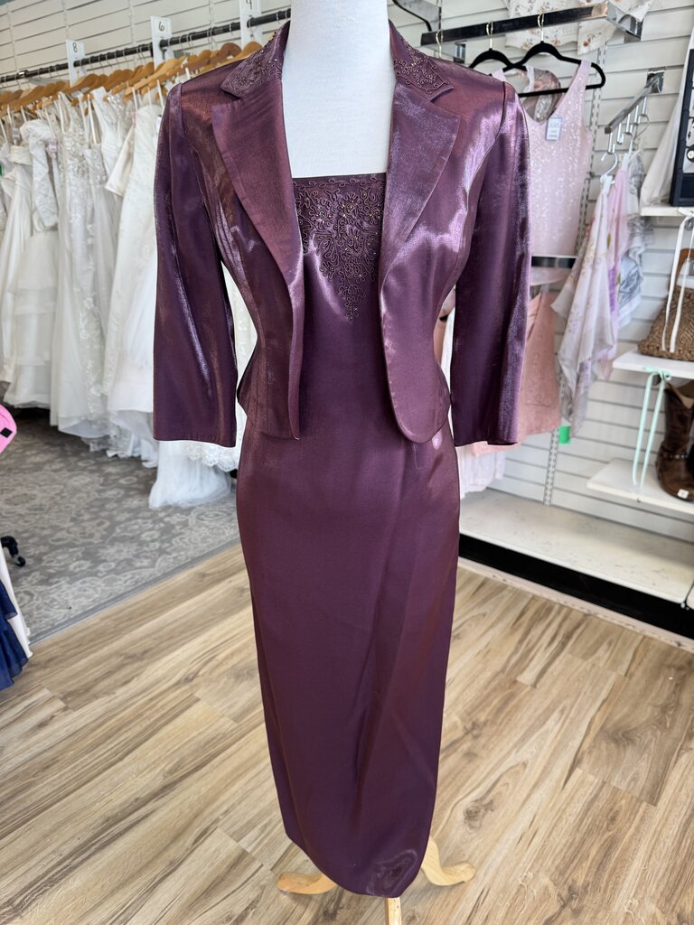 Alex Evenings Purple Long Formal Dress With Jacket 4 Petite