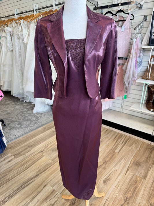 Alex Evenings Purple Long Formal Dress With Jacket 4 Petite