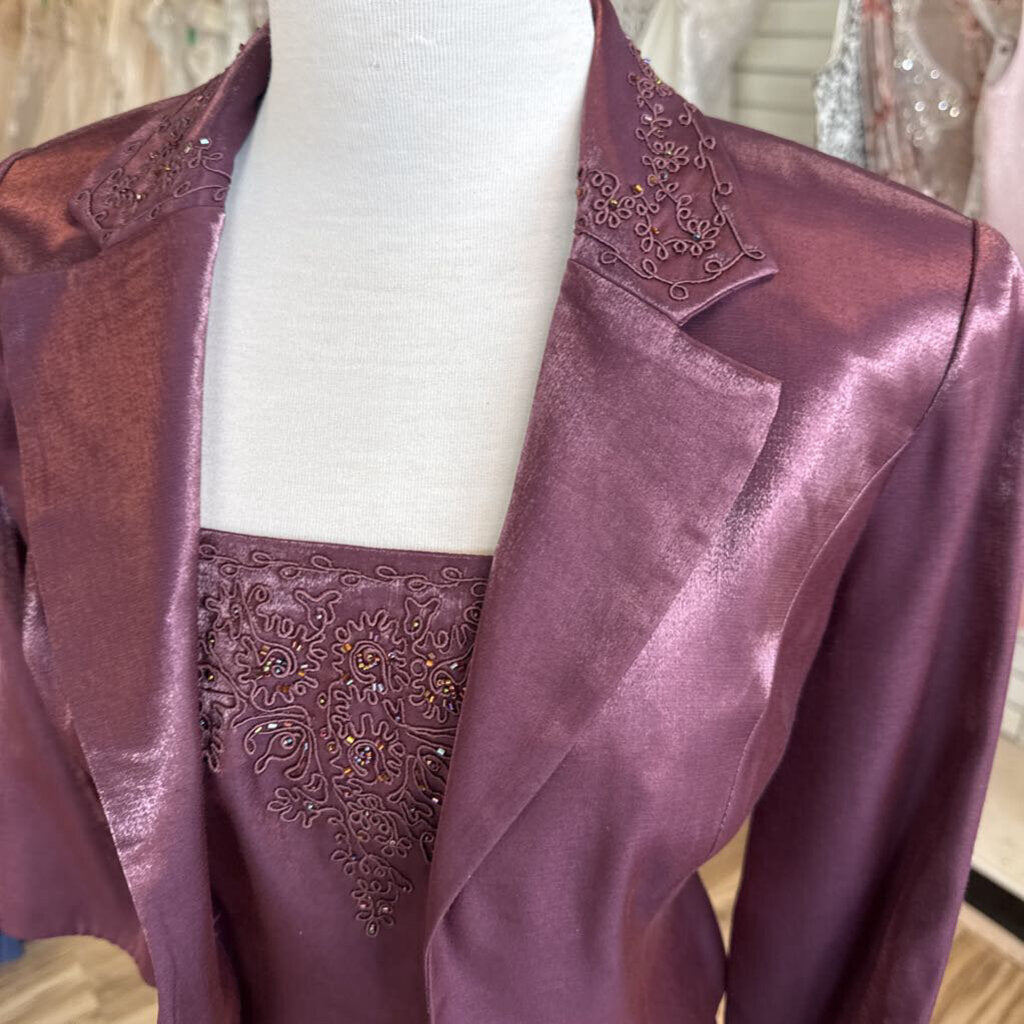Alex Evenings Purple Long Formal Dress With Jacket 4 Petite