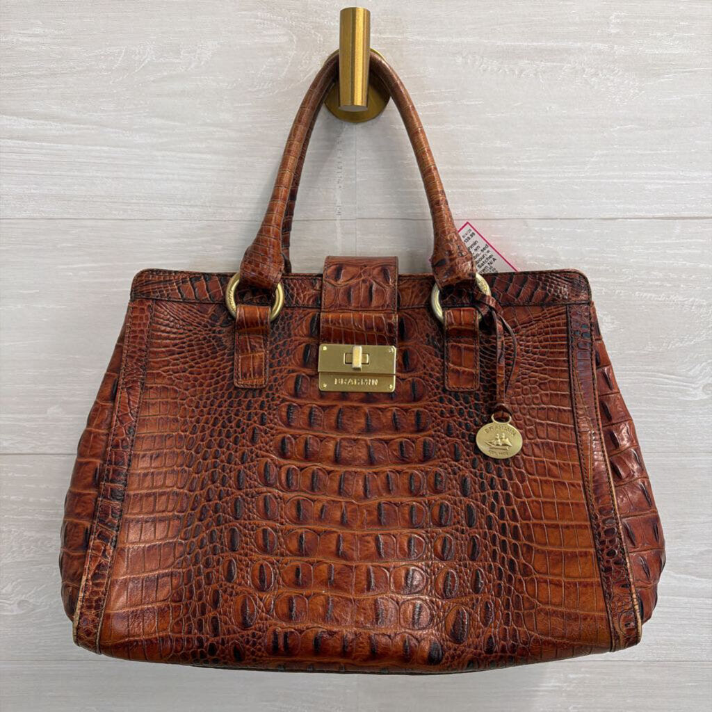 Brahmin Brown Crocodile Embossed Leather Melbourne Annabelle Satchel Purse