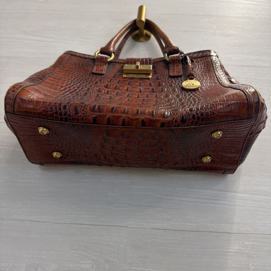 Brahmin Brown Crocodile Embossed Leather Melbourne Annabelle Satchel Purse