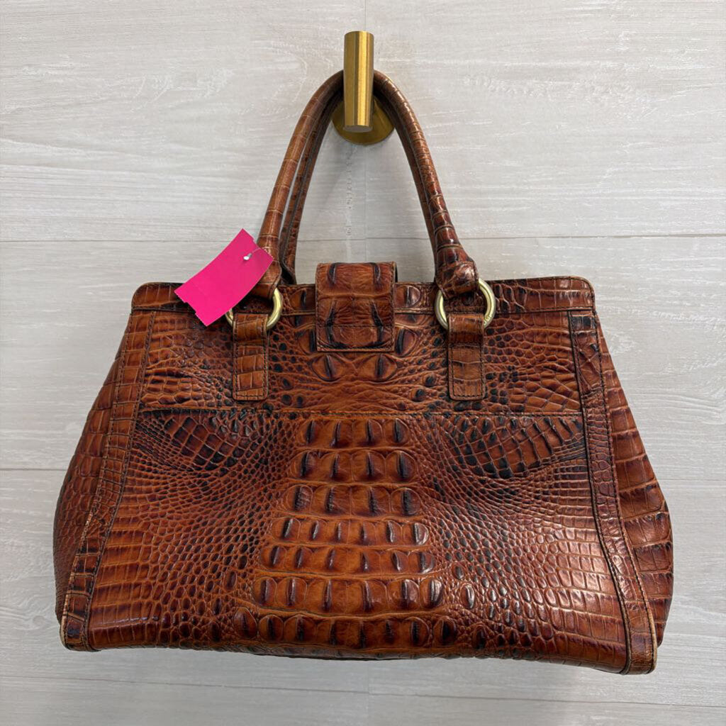 Brahmin Brown Crocodile Embossed Leather Melbourne Annabelle Satchel Purse