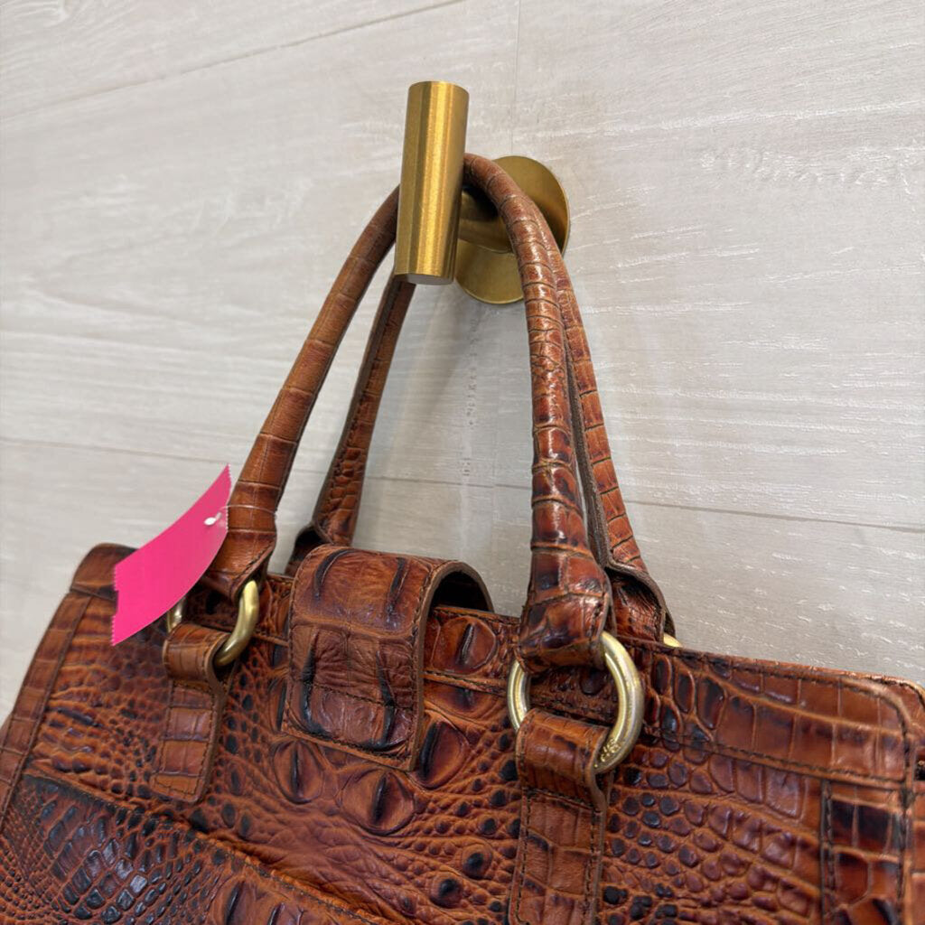 Brahmin Brown Crocodile Embossed Leather Melbourne Annabelle Satchel Purse