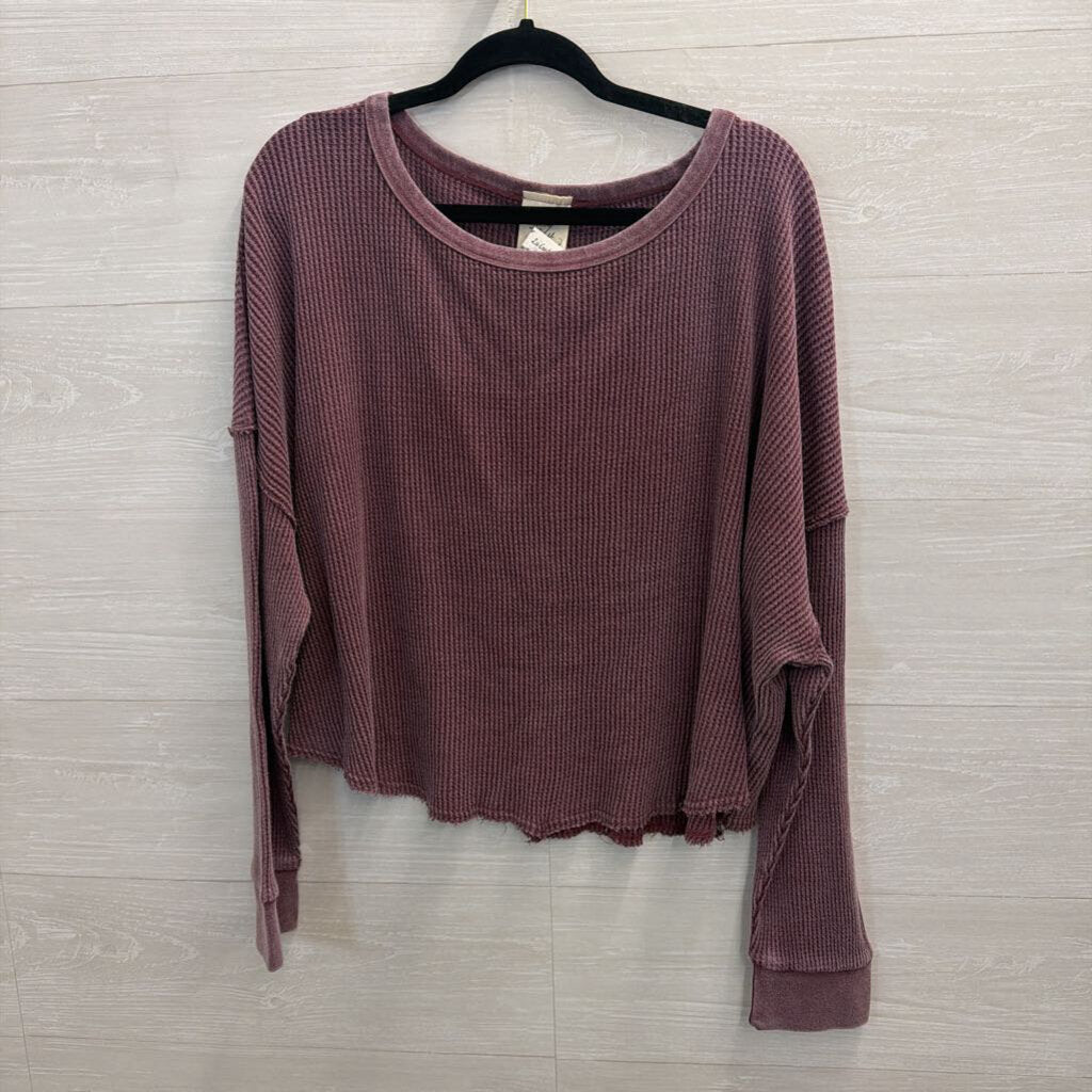 Artistic Works by Lu Purple Waffle Knit Long Sleeve Top Medium