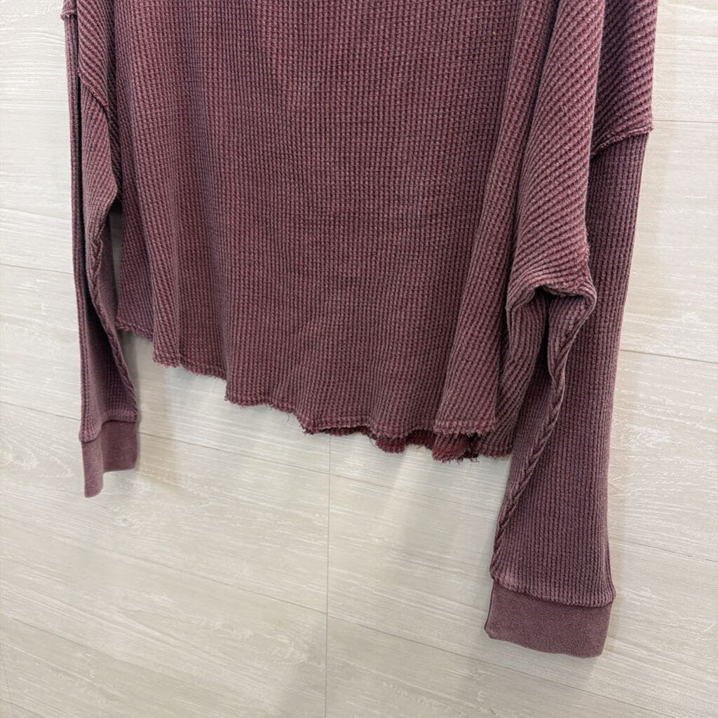 Artistic Works by Lu Purple Waffle Knit Long Sleeve Top Medium