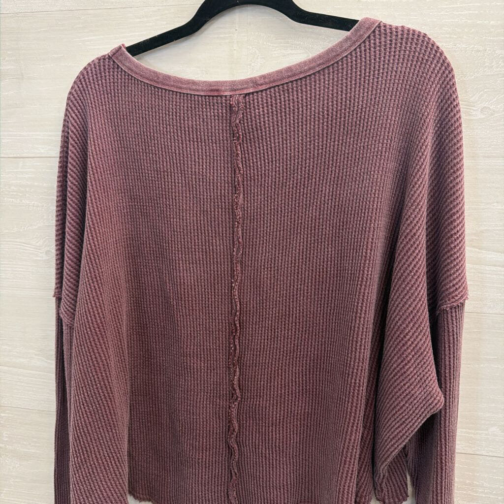 Artistic Works by Lu Purple Waffle Knit Long Sleeve Top Medium