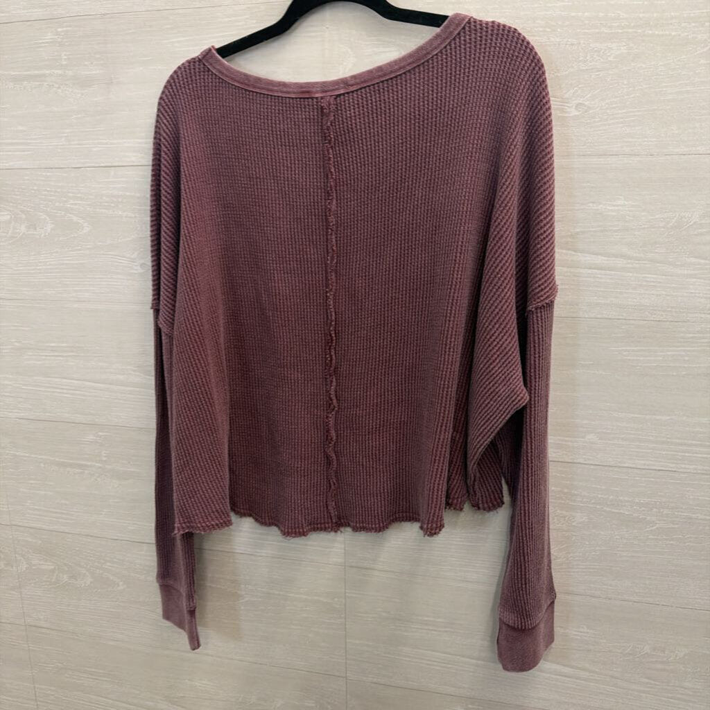 Artistic Works by Lu Purple Waffle Knit Long Sleeve Top Medium