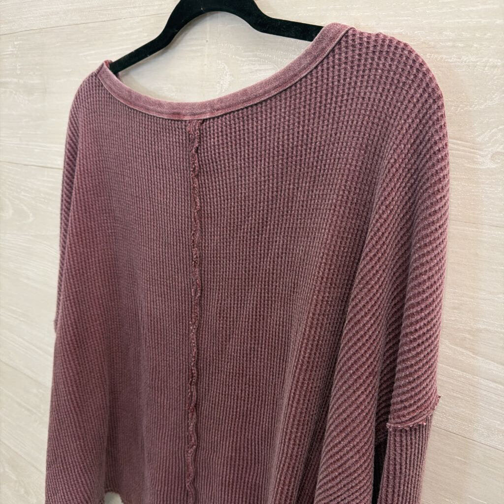 Artistic Works by Lu Purple Waffle Knit Long Sleeve Top Medium