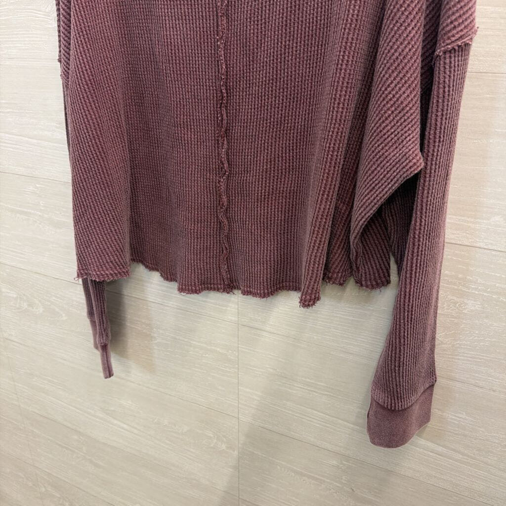 Artistic Works by Lu Purple Waffle Knit Long Sleeve Top Medium