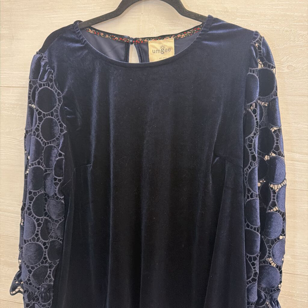Umgee Blue Velvet Long Sleeve Top Large