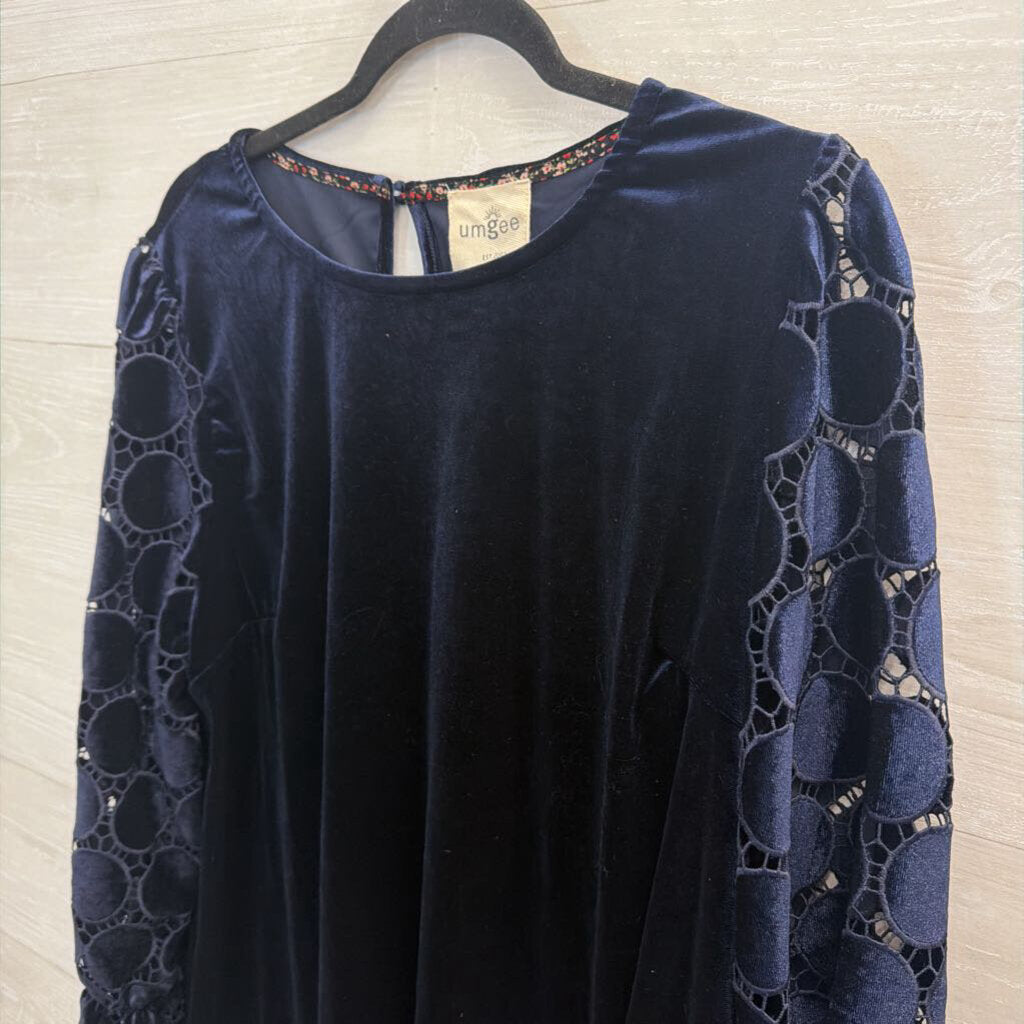 Umgee Blue Velvet Long Sleeve Top Large