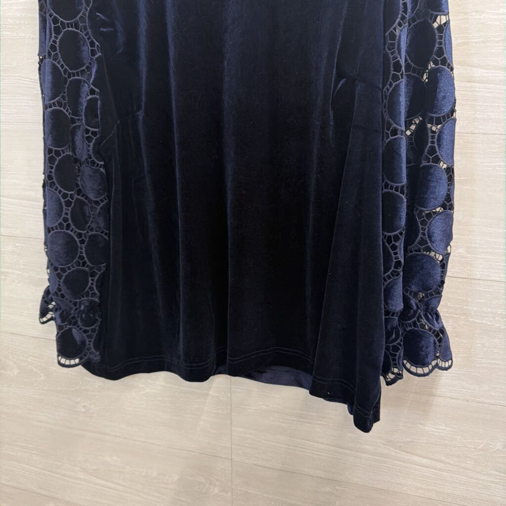 Umgee Blue Velvet Long Sleeve Top Large