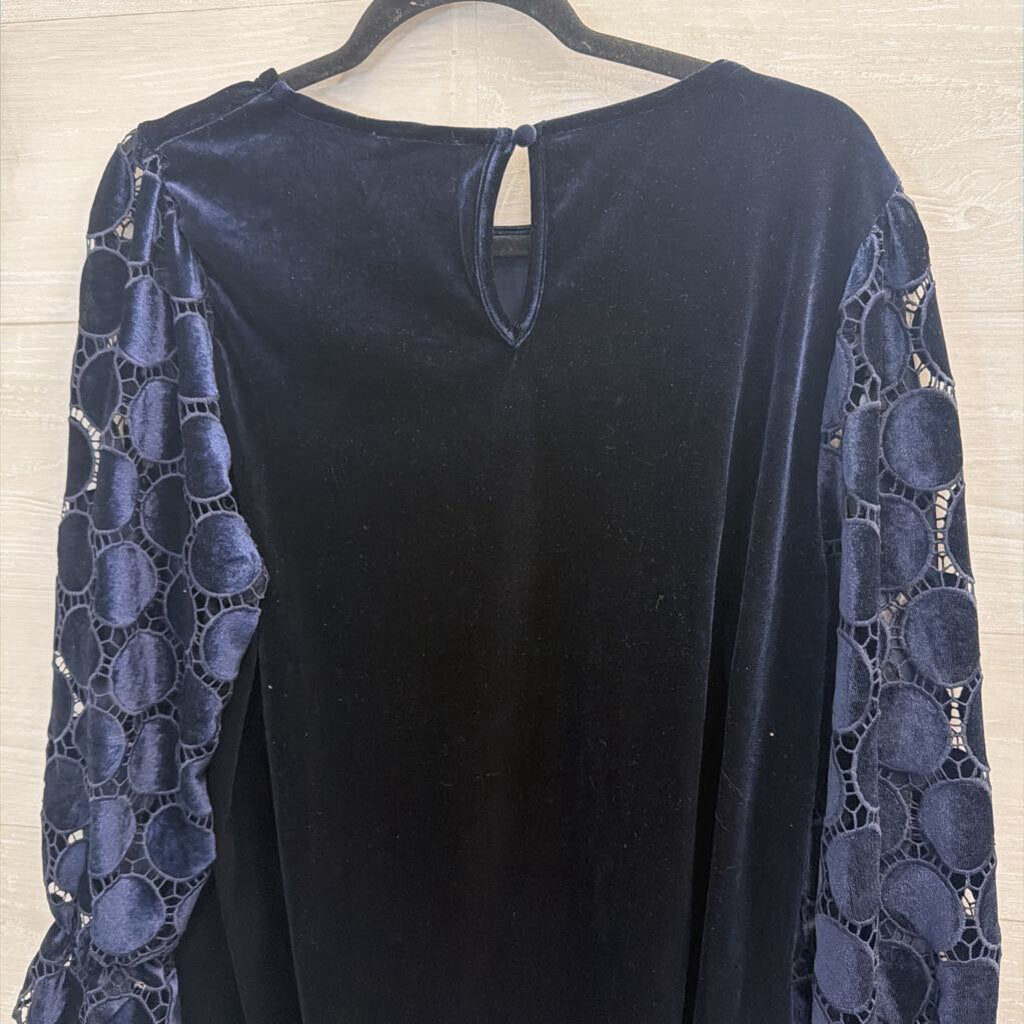 Umgee Blue Velvet Long Sleeve Top Large