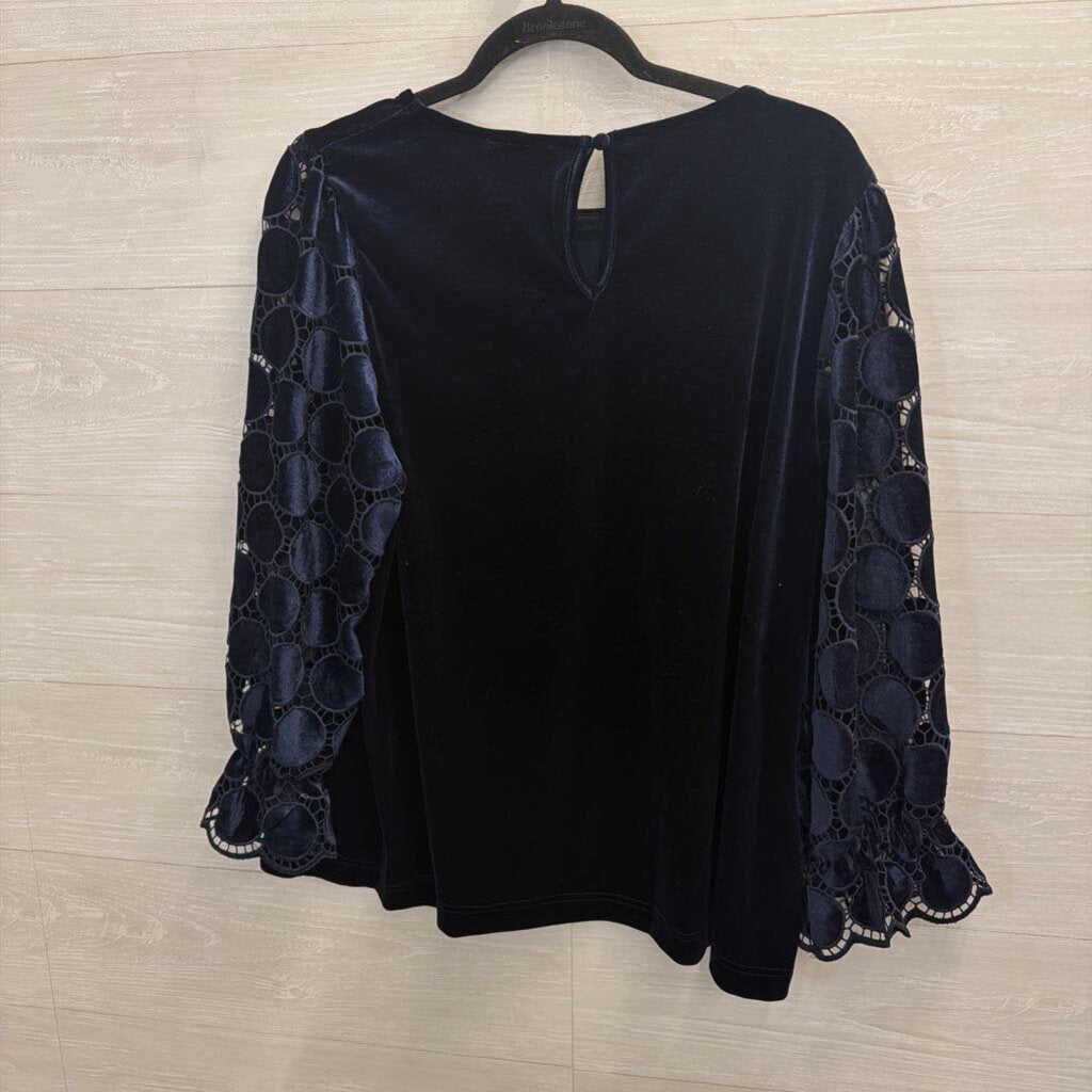 Umgee Blue Velvet Long Sleeve Top Large
