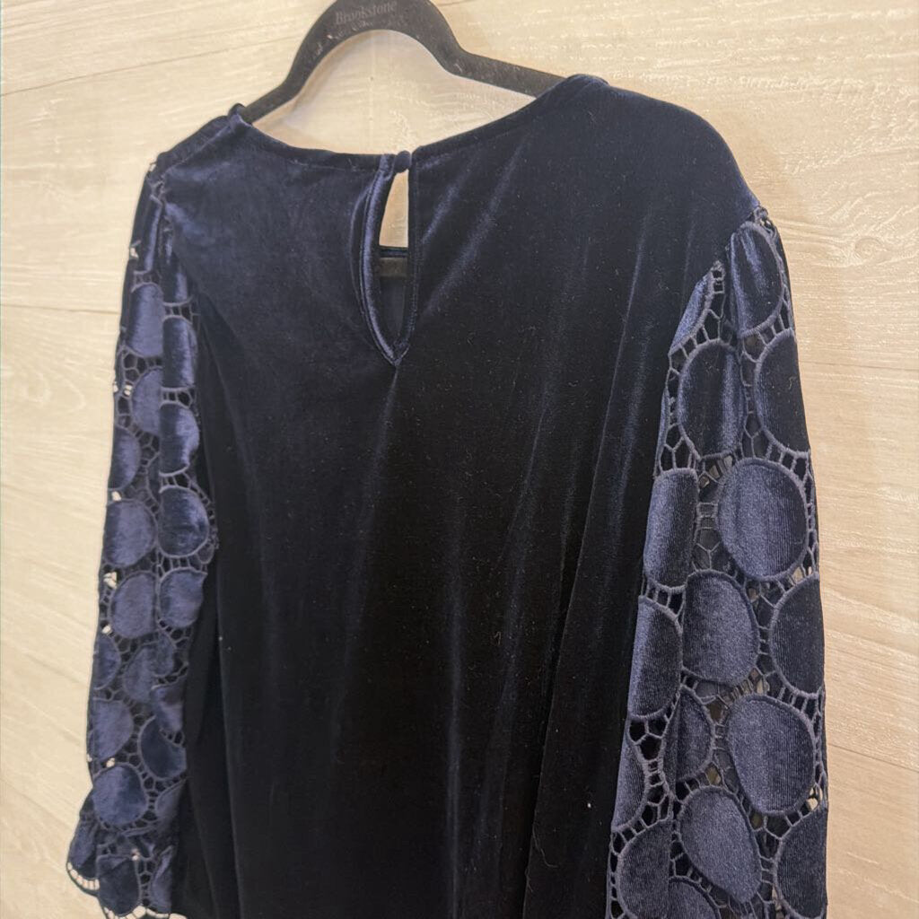 Umgee Blue Velvet Long Sleeve Top Large