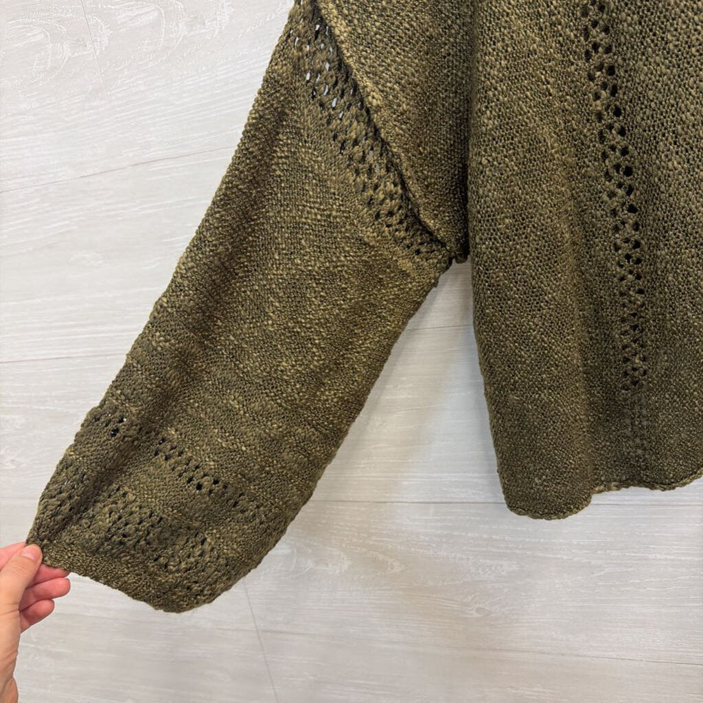 Angie Green Knit Long Sleeve Sweater Top Large