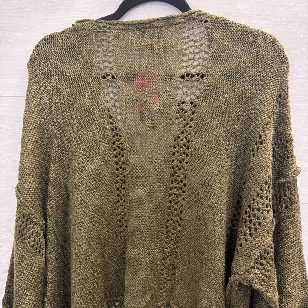 Angie Green Knit Long Sleeve Sweater Top Large