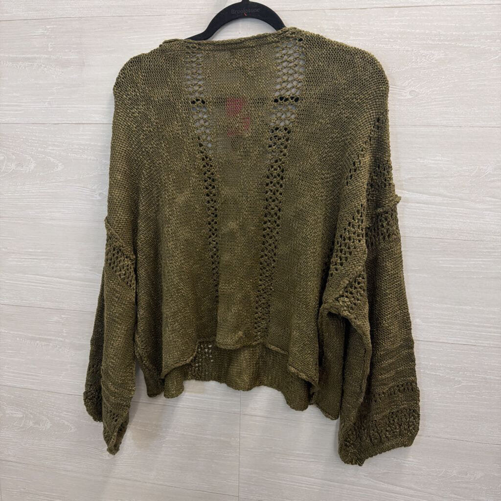 Angie Green Knit Long Sleeve Sweater Top Large