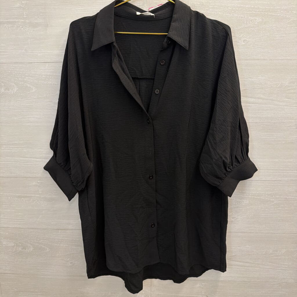 The Back Forty Black Logn Sleeve Button Down Top Small/ Medium