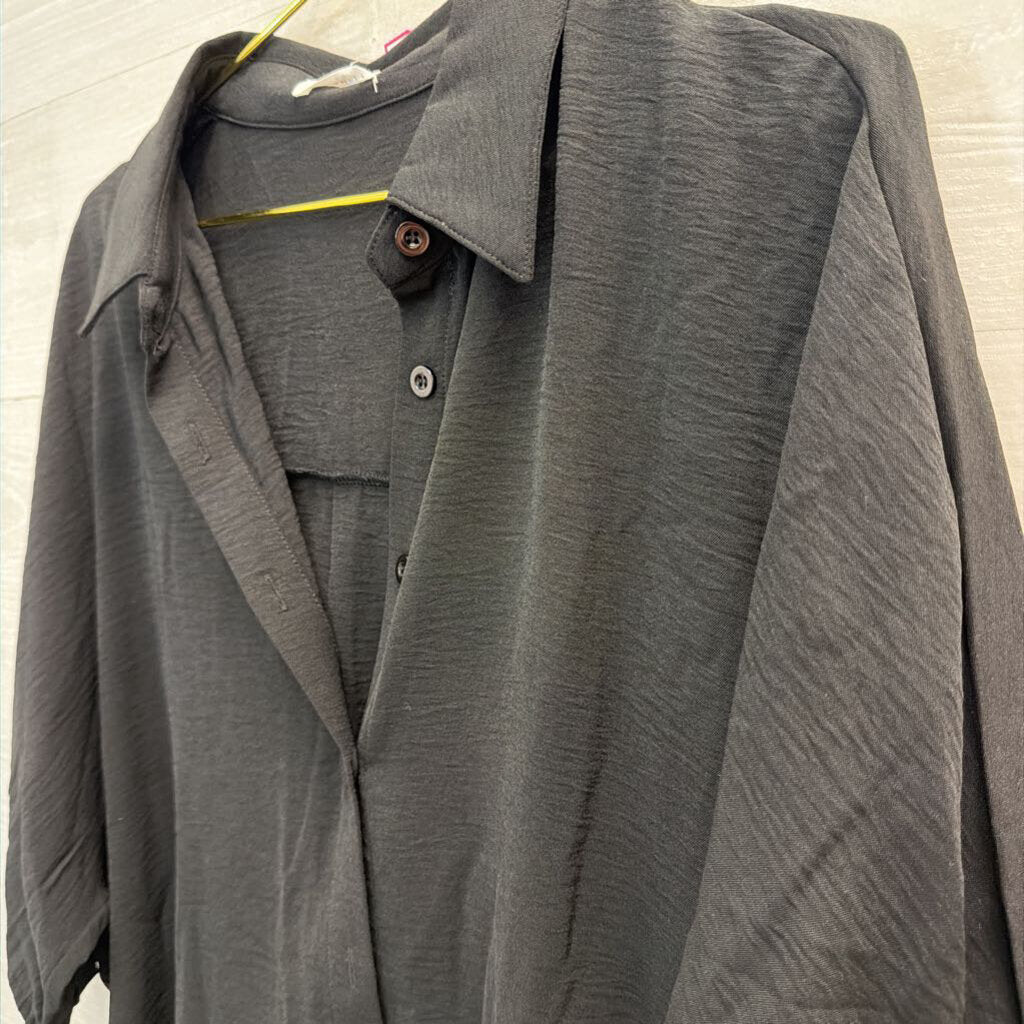 The Back Forty Black Logn Sleeve Button Down Top Small/ Medium