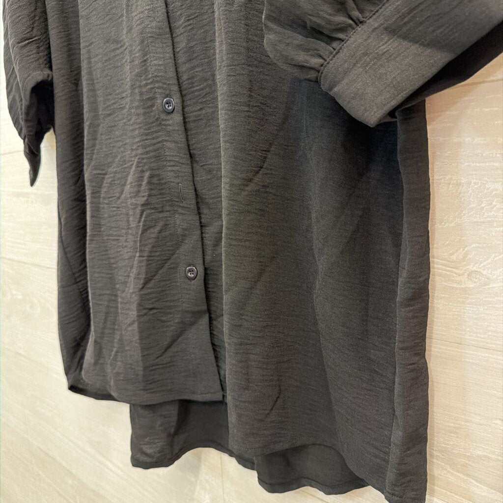 The Back Forty Black Logn Sleeve Button Down Top Small/ Medium