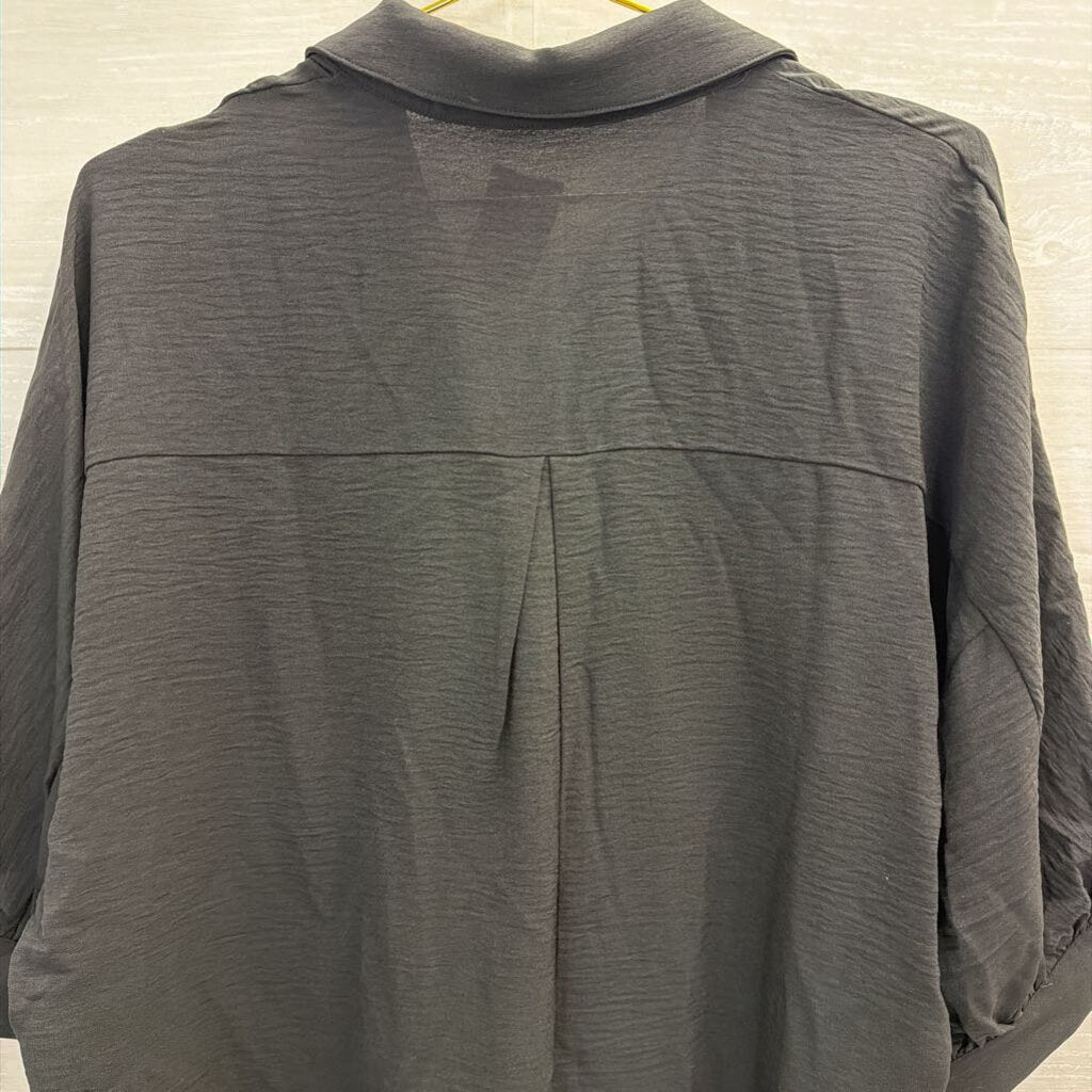 The Back Forty Black Logn Sleeve Button Down Top Small/ Medium