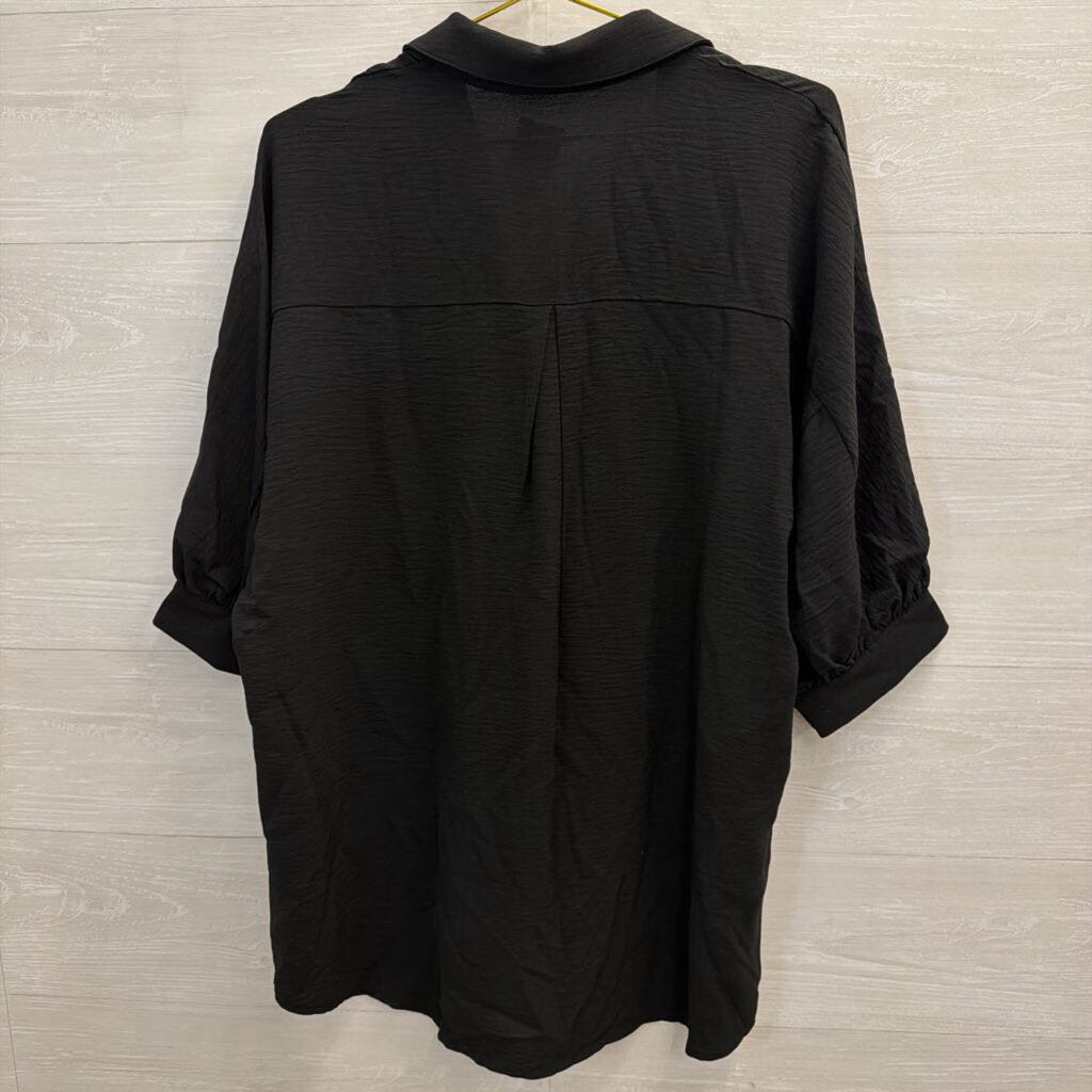 The Back Forty Black Logn Sleeve Button Down Top Small/ Medium