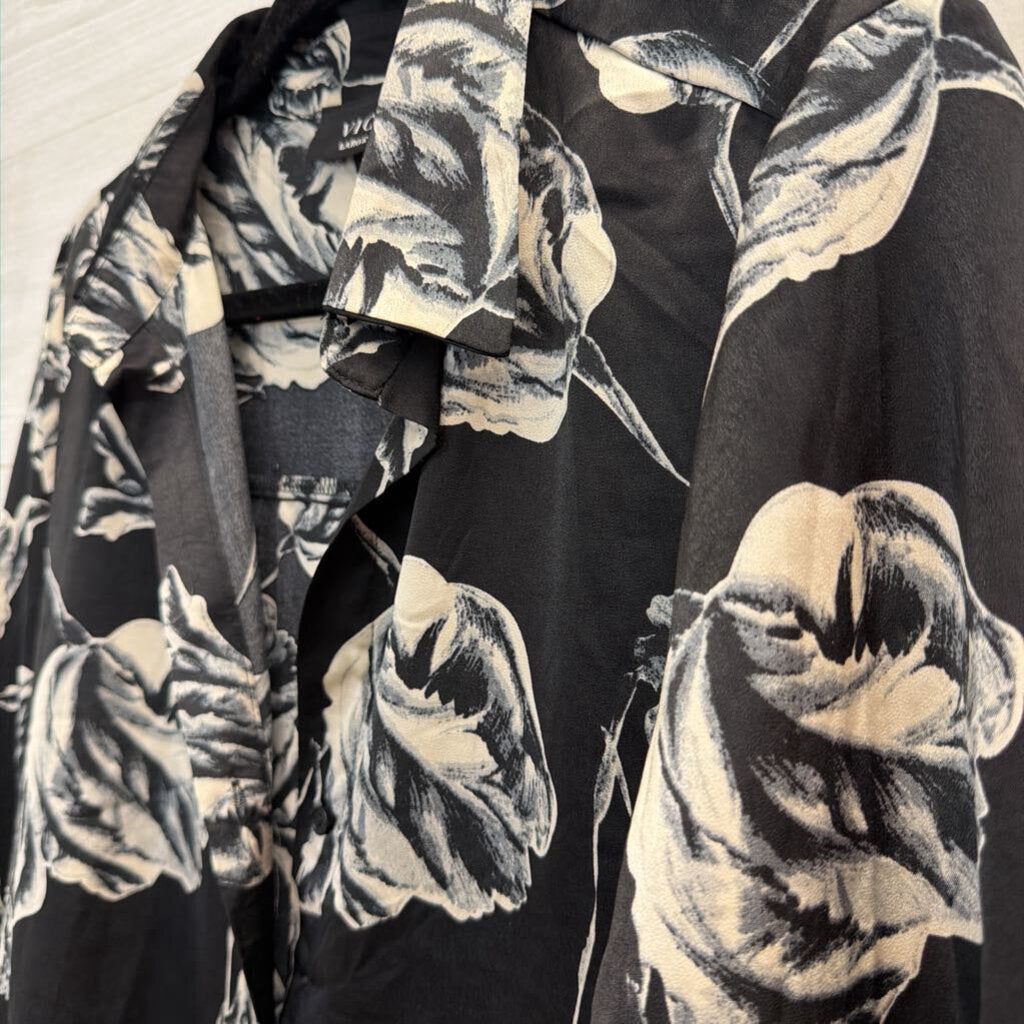 Vici Black/ White Print Long Sleeve Button Down Top Large