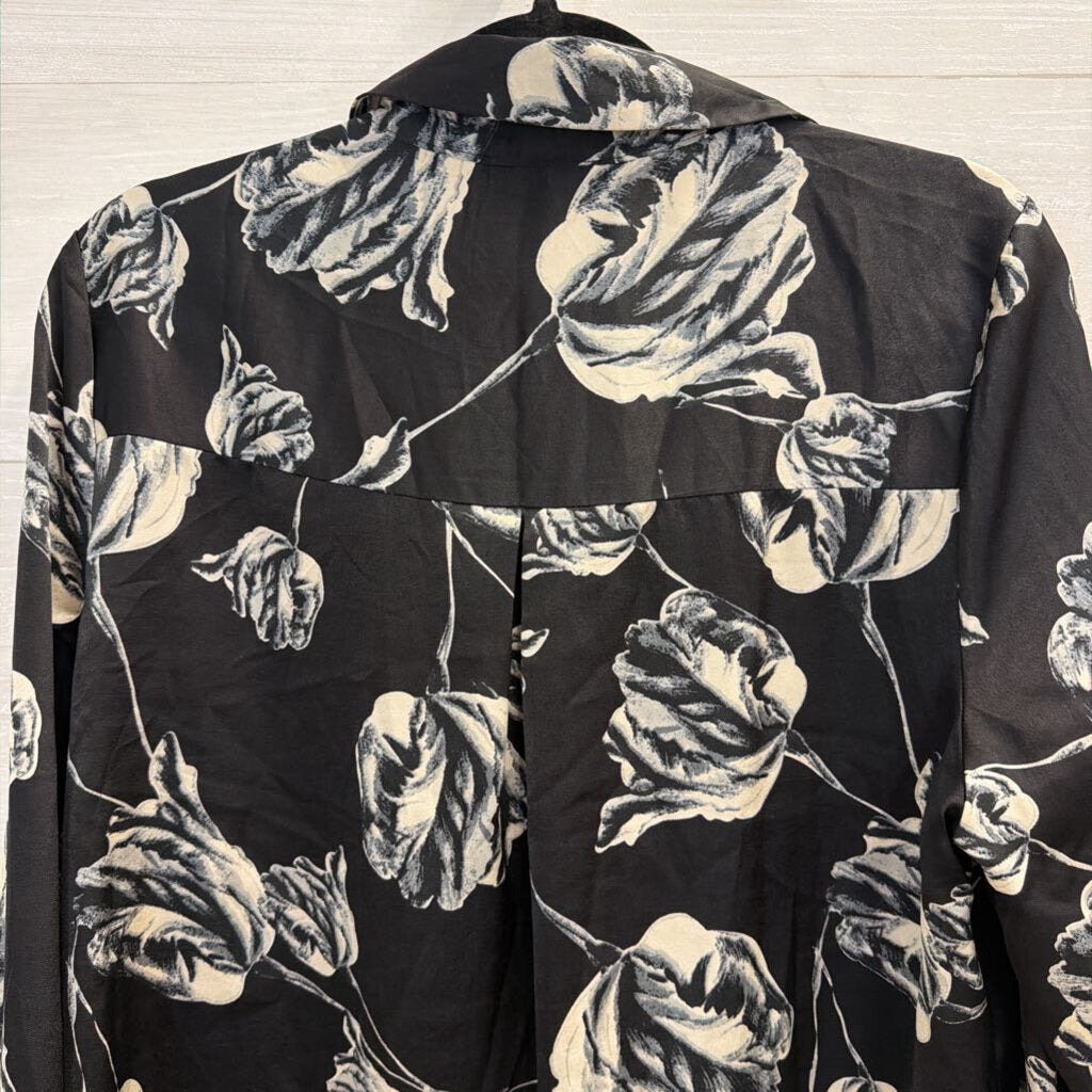 Vici Black/ White Print Long Sleeve Button Down Top Large