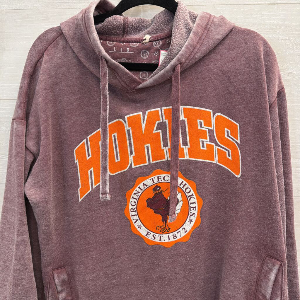 Burgundy/ Orange Hokies Virginia Tech Hoodie Large