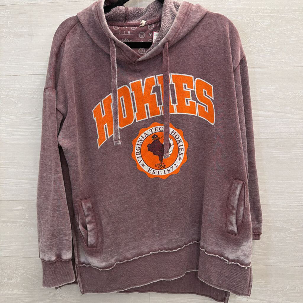 Burgundy/ Orange Hokies Virginia Tech Hoodie Large