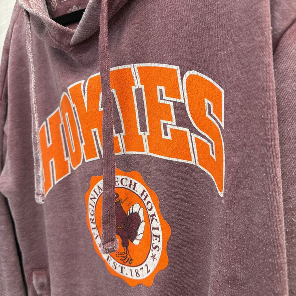 Burgundy/ Orange Hokies Virginia Tech Hoodie Large