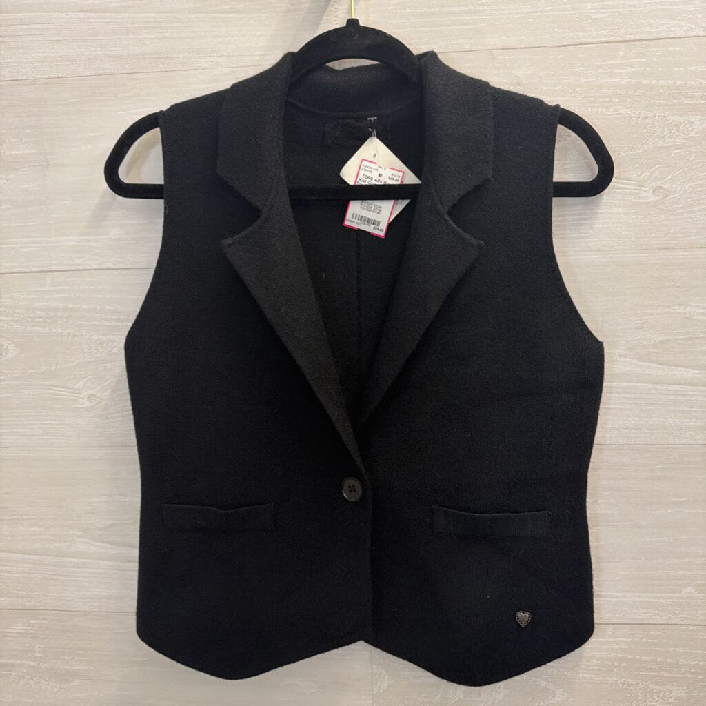 Black Knit Cropped Vest Top Medium