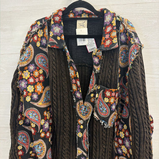 Artistic Works by Lu Black/ Multi Tapestry Cardigan Sweater Medium