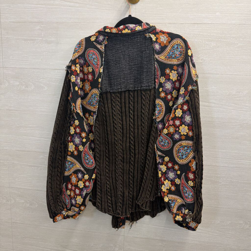 Artistic Works by Lu Black/ Multi Tapestry Cardigan Sweater Medium