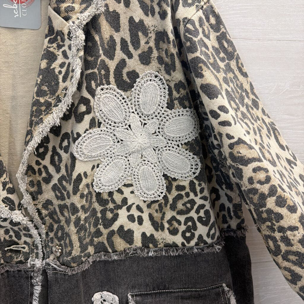 POL Brown Leopard Print Fringe Detail Oversized Shacket Medium