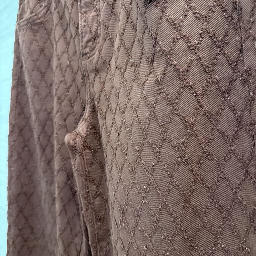 Risen Jeans Brown Textured Diamond Print Wide Leg Pants 30